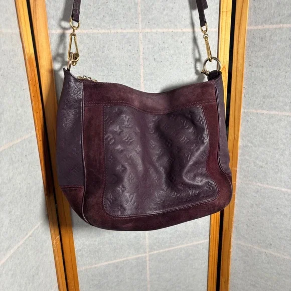 Auth Louis Vuitton Monogram Empreinte Audacieuse PM Shoulder Bag Purple LV 2669N